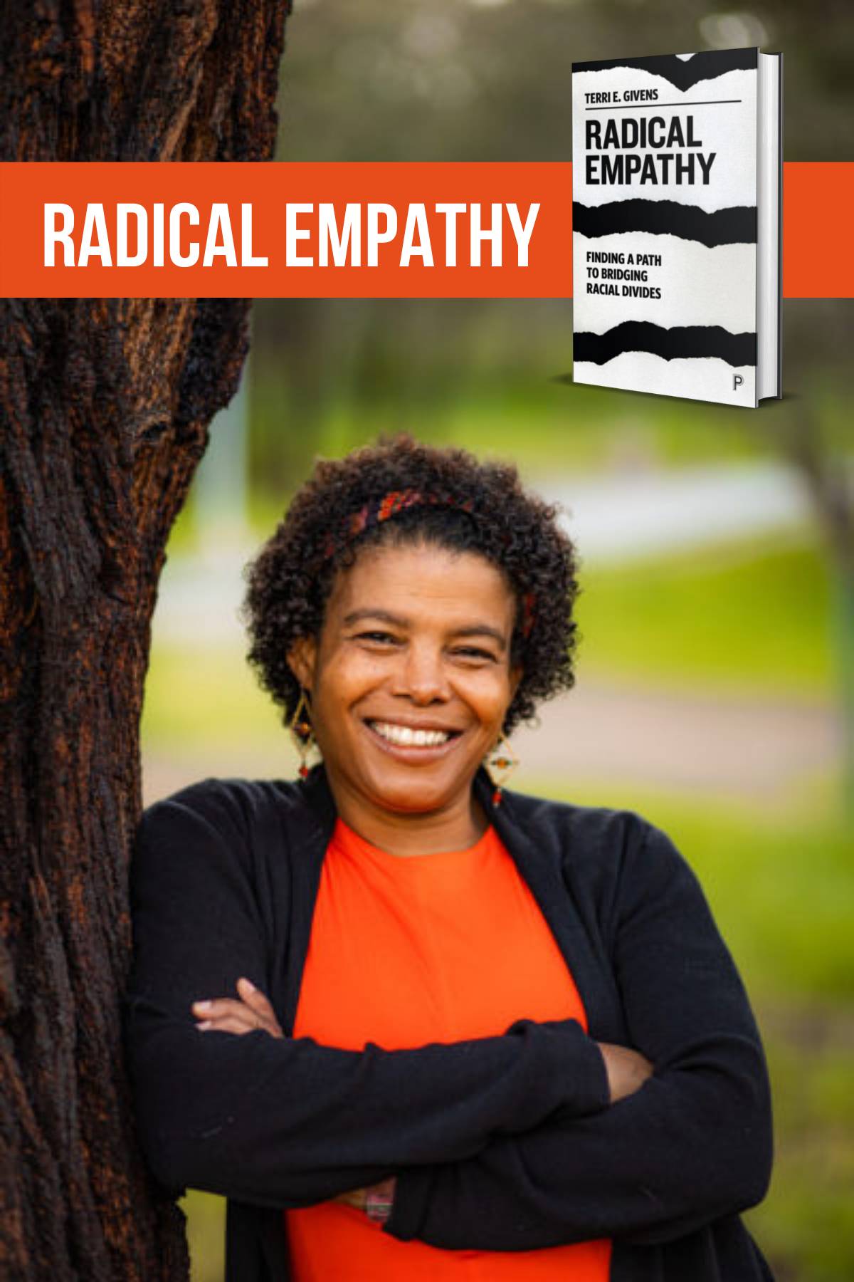 Dr. Terri Givens with her book, Radical Empathy.